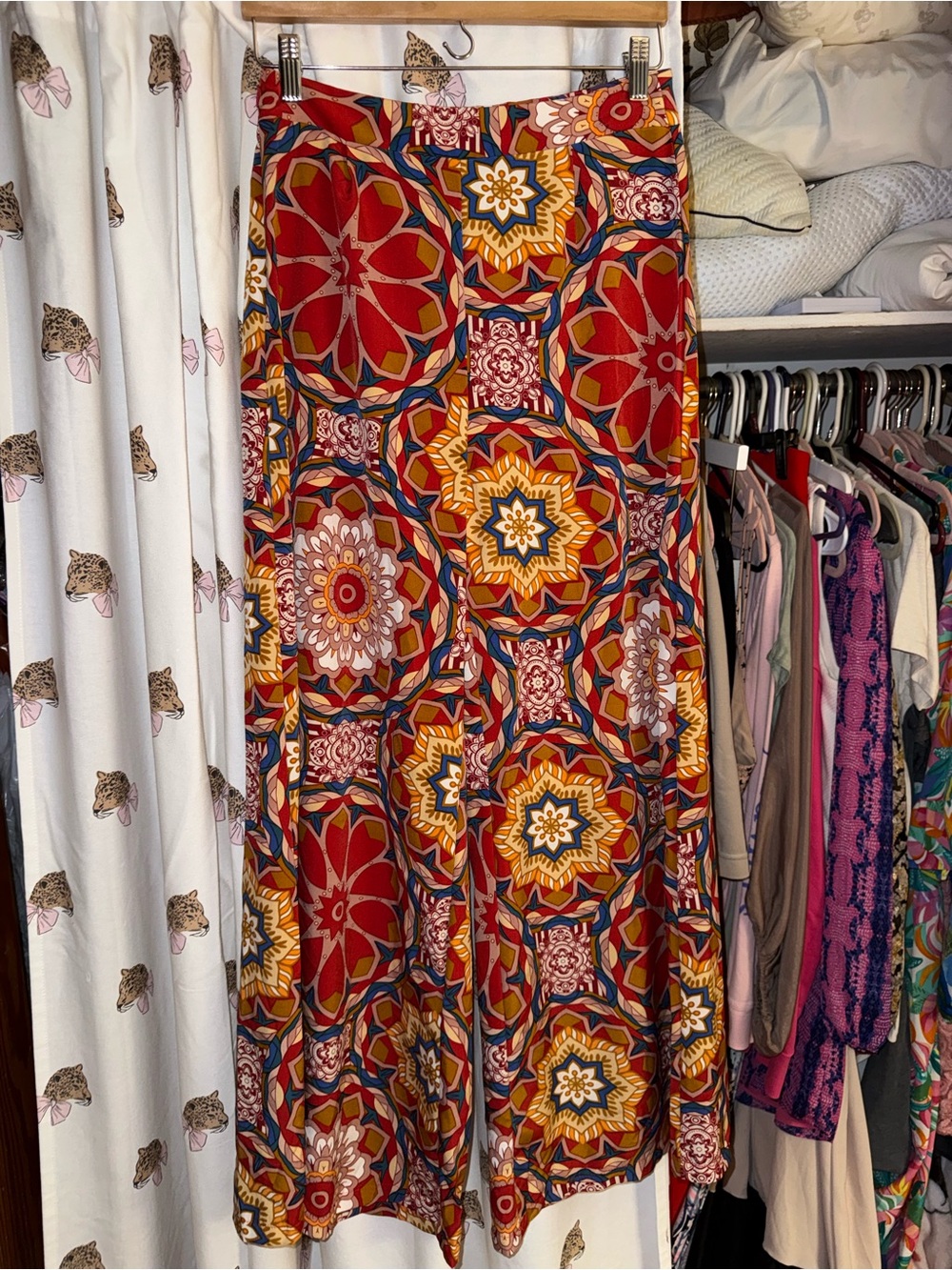 SHEIN Red Mosaic Medallion Maxi Bell bottoms nwot